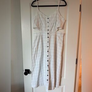 Madewell Button-Front Windowpane Stripe Dress